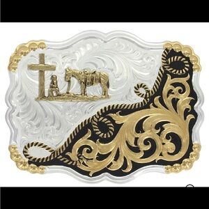 NEW Montana Silversmith Rope and Fligreen Christian Cowboy Buckle